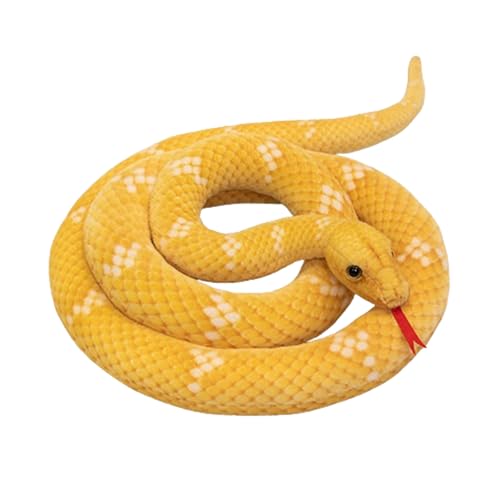 AQCQDQ Lebensechte Python Plüschtiere,Realistische Schlange Stofftier, Plüschtier Python Kuscheltier Realistische Große Schlange Stofftier Plüsch,Prank Requisiten Geschenke für Kinder (190 cm,Gelb) von AQCQDQ