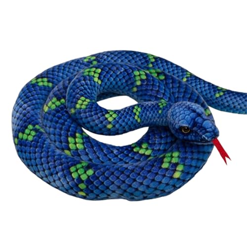 AQCQDQ Lebensechte Python Plüschtiere,Realistische Schlange Stofftier, Plüschtier Python Kuscheltier Realistische Große Schlange Stofftier Plüsch,Prank Requisiten Geschenke für Kinder (280 cm,Blau) von AQCQDQ