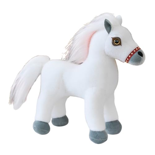 AQCQDQ Lebensechtes Stehendes Pferd Plüschtier 25cm, Realistische Simulation Stofftier Kuscheltier für Kinder und Erwachsene Zimmerdekoration Wurfkissen als Geschenk (20 cm,weiß) von AQCQDQ