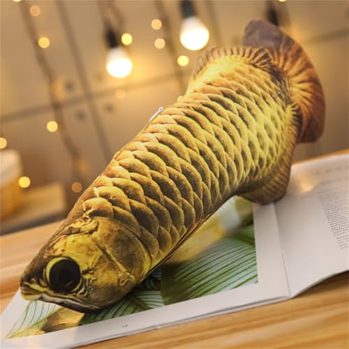 AQCQDQ Leopard Plüschtier, Realistische Löwe Tiger Schwarzer Panther Schneeleopard,Giraffe Plüschtier Plüschtiere,Wurfkissen Flauschiger Spielzeug Geschenk für Kinder (120 cm,Arowana) von AQCQDQ