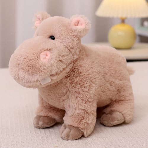 AQCQDQ Nilpferd Plüschtier, Kuscheltier Nilpferd, Simuliertes Tier Nilpferd Plüschtier, Kawaii Nilpferd Stofftier, Weiches und Niedliches Nilpferd Home Decoration Spielzeug (25cm,Braun) von AQCQDQ