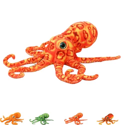 AQCQDQ Octopus Plüschtier, Krake Kuscheltier, Kreative Kuscheltier Krake Oktopus Kissen Naturgetreu Gestaltet, Lustiges Plüsch Puppe Geschenk für Kinder (Orange) von AQCQDQ