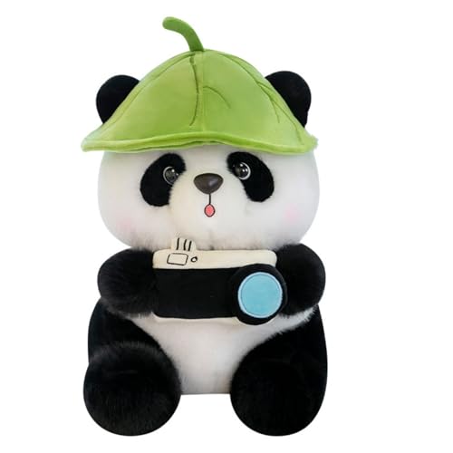 AQCQDQ Panda Kuscheltier Panda Plüschtier mit Blatthut Süßes Panda Stofftier Plüschtier Puppe Geschenk für Kinder (55cm) von AQCQDQ