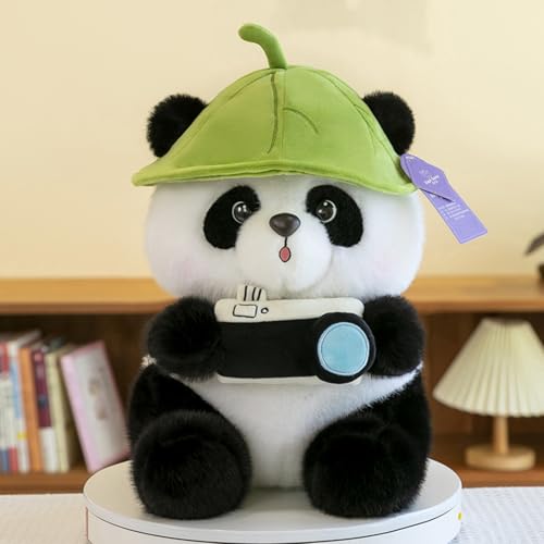 AQCQDQ Panda Plüschtier Kuscheltier, Panda Stofftier, Niedliches Panda-Plüschtier Weiches Pandabär-Kissen Spielzeug, Panda Rüschenhut-Puppe Geschenk für Kinder (25cm) von AQCQDQ