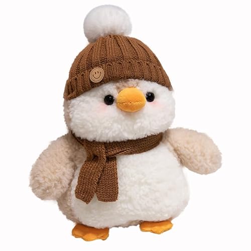 AQCQDQ Pinguin Kuscheltier, Süßes Kuscheltier Plüsch Pinguin mit Hut, Pinguin Stofftier Plüschtier, zum Spielen und Kuscheln Weiches Schmusetier Mädchen, Jungen, Babys (30 cm,Braun) von AQCQDQ