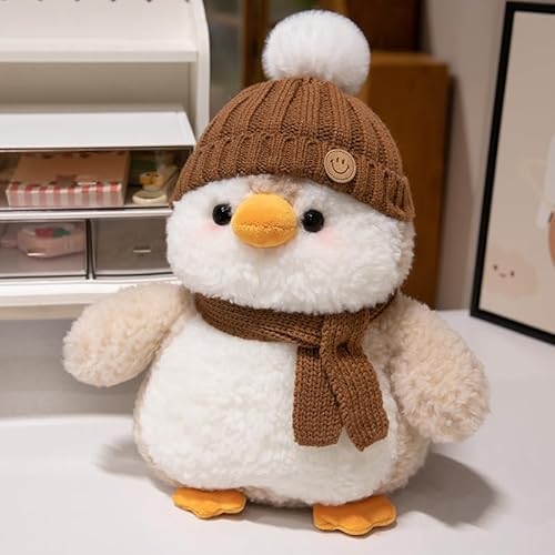 AQCQDQ Pinguin Stofftier, Pinguin Plüschtier, Plüschpinguin Kissen Puppe Kuscheltier Pinguin, zum Jungen Mädchen Kuscheln Und Spielen Kuscheltiere Geschenk (Braun) von AQCQDQ