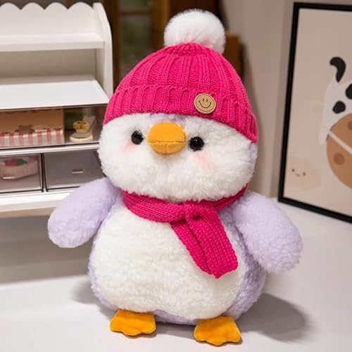 AQCQDQ Pinguin Stofftier, Pinguin Plüschtier, Plüschpinguin Kissen Puppe Kuscheltier Pinguin, zum Jungen Mädchen Kuscheln Und Spielen Kuscheltiere Geschenk (Red) von AQCQDQ