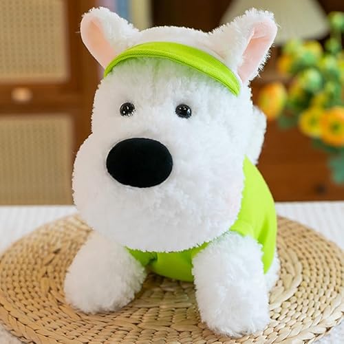 AQCQDQ Plüsch-Stofftier-Hund, West Highland Puppy Plüschpuppe, West Highland Hunde Spielzeug Kuscheltier für Kinder, Weich Kuschelig Geschenk für Kinder Mädchen Freundin (22 cm,Grün) von AQCQDQ