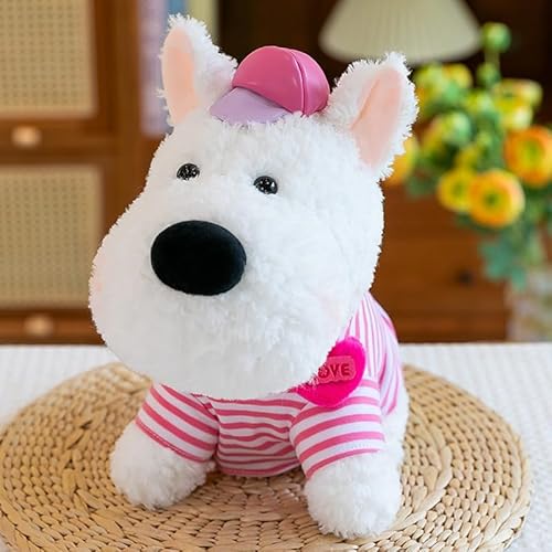 AQCQDQ Plüsch-Stofftier-Hund, West Highland Puppy Plüschpuppe, West Highland Hunde Spielzeug Kuscheltier für Kinder, Weich Kuschelig Geschenk für Kinder Mädchen Freundin (22 cm,Rosa) von AQCQDQ