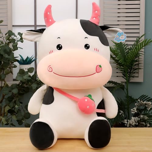 AQCQDQ Plüschtier Kuh, Kuscheltier Kuh, Plüschkuh Stofftier Flauschiges Kühe Tier Gefüllte Kuscheltier Kawaii Kühe Kissen Plüschpuppe für Kinder Geburtstaggeschenk (55cm,Rosa) von AQCQDQ