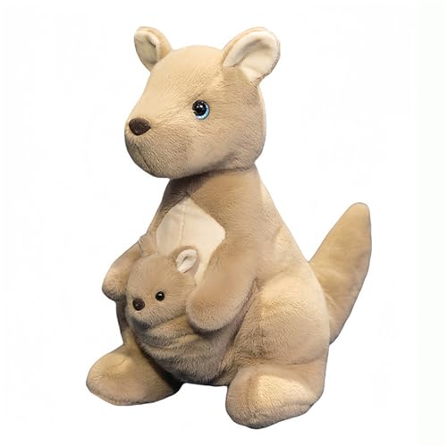 AQCQDQ Plüschtier Stofftier Mutter und Kind Känguru Plüschtier Plüschkissen Spielzeug, Schlüsselanhänger Puppe Wurfkissen, Schmusetier Geschenk für Kinder Mädchen Jungen (23 cm,Känguru) von AQCQDQ