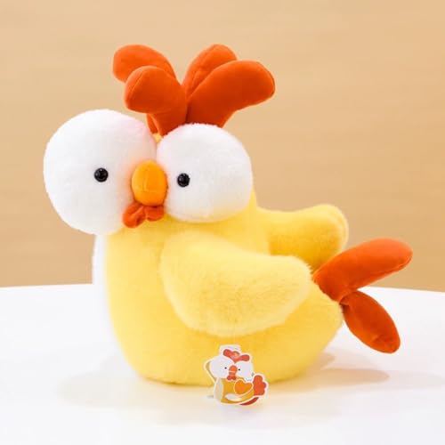 AQCQDQ Realistisch Henne Hühnchen Kuscheltier Süße Küken Puppe Hahn, Baby Beruhigende Kinderpuppe, mit Ei Gefüllt Huhn Plüschtie Handpuppen Tiere für Kinder Geschenk (13cm,gelb) von AQCQDQ