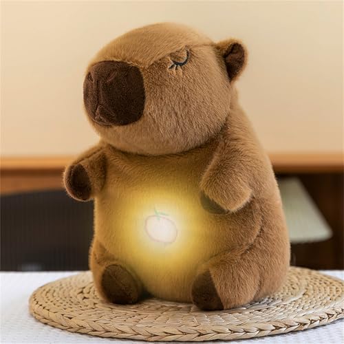 AQCQDQ Schlummer Capybara Plüschtier, Schlummer Capybara Mit Atembewegung, Beruhigendes Capybara Kuscheltier, 4 Modi Simulation Capybara Kissen Spielzeug Für Kinder (Braun-A) von AQCQDQ