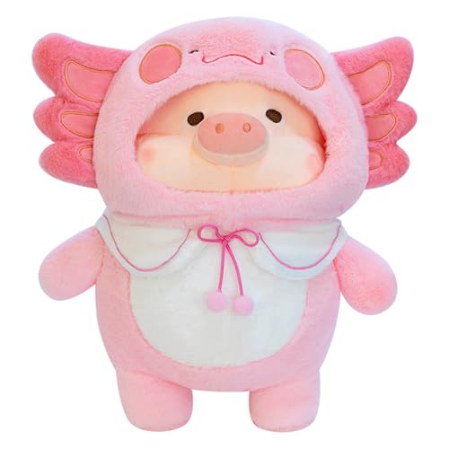 AQCQDQ Schwein Kuscheltier, Sechseckiges Dinosaurier Schwein Plüschtier, Süßes Cartoon Sechseckiges Dinosaurier Rosa Schwein Plüsch Spielzeug, Super Weiche Puppen Spielzeug Zum Kuscheln (30 cm) von AQCQDQ