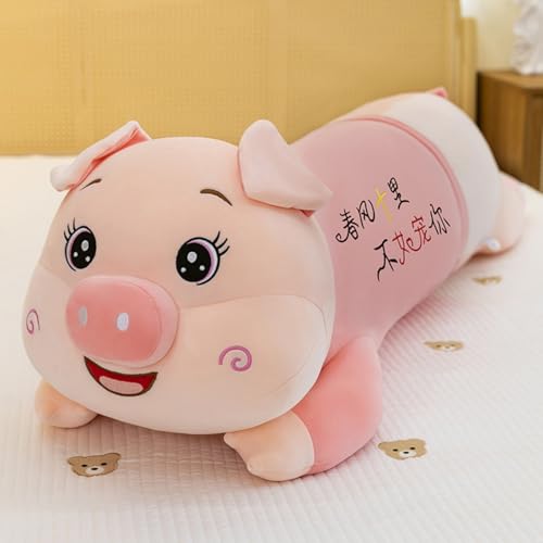 AQCQDQ Schwein Stofftier Kuscheltier Schwein, Kissen Schwein Plüschtier, Plüschtiere Plüsch Bequem Schlafend Schweinchen Kissen, Niedliches Plüschtier-Spielzeug Geschenk für Kinder (100cm,Rosa) von AQCQDQ