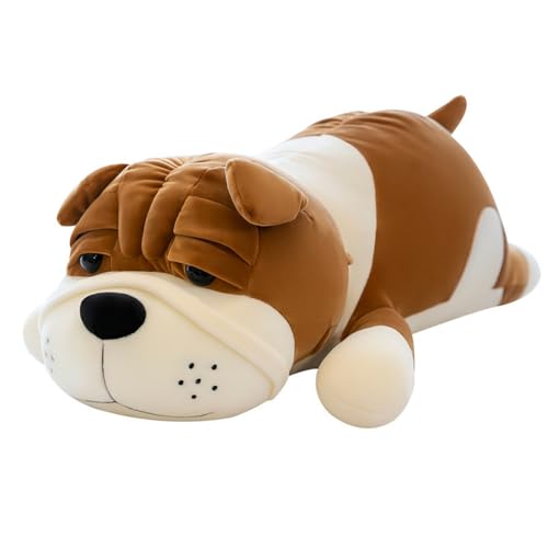 AQCQDQ Shar Pei Hund Plüschtier Puppe, Shar Pei faltiges Hund Stofftier, Shar Pei Plüschtier Hundepuppe, Shar Pei Hund Spielzeug Plüschtier Puppe für Couch Auto Wohnzimmer Dekor (100cm,Braun) von AQCQDQ