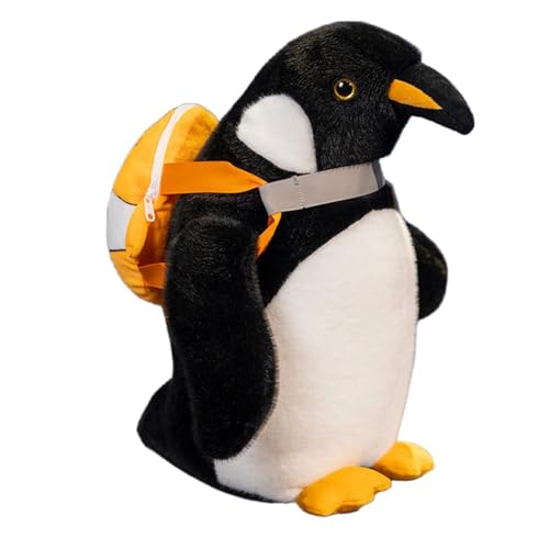 AQCQDQ Simulation Pinguin Kuscheltier Plüschtiere, Reisender Pinguin Plüschtier Mit Schulranzen, Rucksack Pinguin Puppe Spielzeug Zum Kuscheln, Meerestiere Stofftier Plüschkissen Für Kinder (23 cm) von AQCQDQ