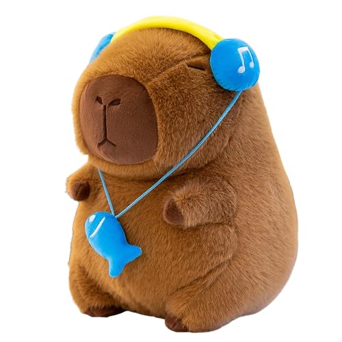 Capybara Plüschtier, Superweiche Plüschtiere, Capybara-Plüschtier mit Kopfhörern, Kochmütze und Zaubererhut, geeignet als Heimdekoration, Kindergeschenk, geeignet für Jungen und Mädchen (63 CM,A) von AQCQDQ