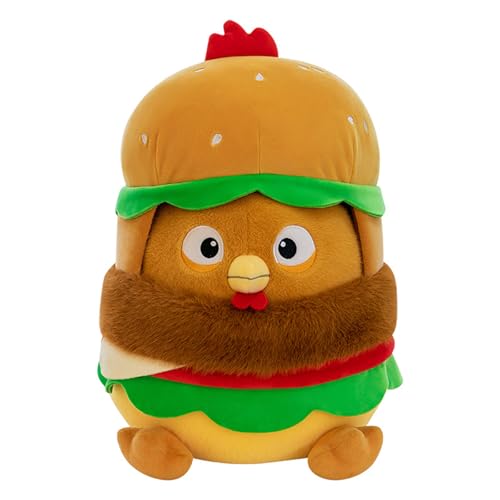 Cartoon Hamburg Plüschkissen,Huhn-Plüschtier,Burger-Plüschkissen, Niedliches Hamburger-Plüschspielzeug,Kawaii Realistische Geflügel Spielzeug Wilde Tiere Ostern,Plüschtierkissen Spielzeug (35 cm) von AQCQDQ