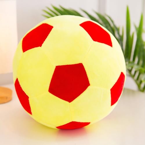 Fußball Plüschtier, Plüsch Fußball Spielzeug, Stoffball Flauschige Fussball Fußbälle Gefüllte Fußbällesport Kissen, Plüsch Football für Fußball-Liebhaber Geeignet (20cm,Gelb) von AQCQDQ