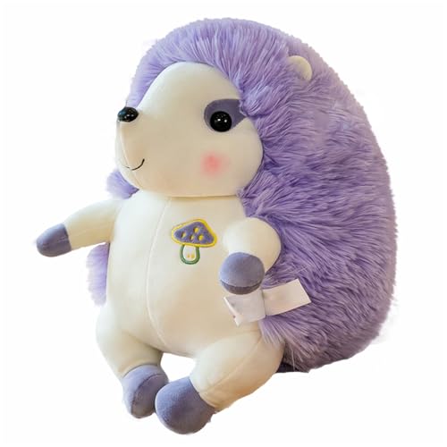 Igel Stofftier, Kinder Kuschelweiches Plüschtier, Cute Hedgehog Plush Doll, Igel Kuscheltier Plüschigel, Cartoon Süßes Igel Kuscheltier Spielzeug, Geschenk Kinder, Mädchen und Jungen (23 cm,Lila) von AQCQDQ