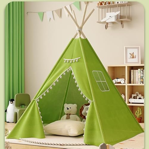 Kindertipi Spielzelt, Tipi Zelt für Kinder, Zelt Kinderzimmer Deko, Kinderzelt Für Drinnen Spielzelt Indoor Spielgeräte Spielzimmer, Faltbares Spielhaus, Babyzimmer Deko für Kleinkinder (1.1 m,Grün) von AQCQDQ