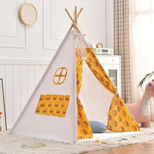 Kindertipi Spielzelt, Tipi Zelt für Kinder, Zelt Kinderzimmer Deko, Kinderzelt Für Drinnen Spielzelt Indoor Spielzimmer, Spielzelt für Mädchen & Jungen, Baumwolle und Hanf (1.1 m,Ente) von AQCQDQ