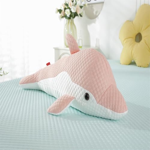 Kuscheltier Delfin Plüschtiere Umarmungskissen, Delfin Figur Plüschkissen Cool Pellet Plüsch Spielzeug Puppen, Super Weiches Stofftier Delfin Meerestier Plüschtier Sommer Cooler Kissen (120 cm,Rosa) von AQCQDQ