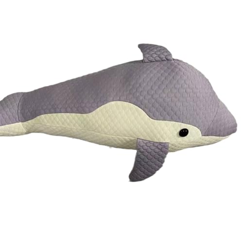 Kuscheltier Delfin Plüschtiere Umarmungskissen, Delfin Figur Plüschkissen Cool Pellet Plüsch Spielzeug Puppen, Super Weiches Stofftier Delfin Meerestier Plüschtier Sommer Cooler Kissen (70 cm,Lila) von AQCQDQ