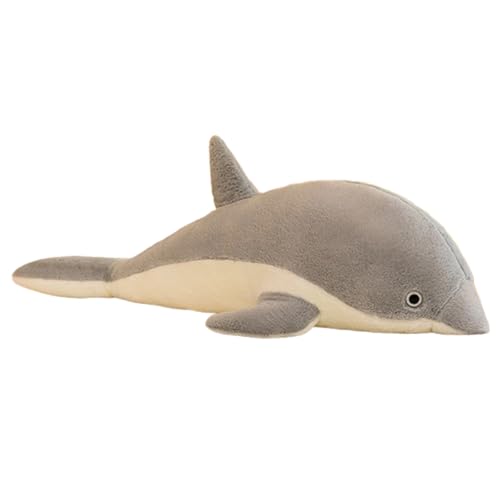 Kuscheltier Delphin,Plüschtier Delphin Puppe Stofftier Kissen Kuscheltier Delphin,Plüsch Spielzeug für Kinder und Baby,Superweiches Meerestier für Jungen Mädchen Schlafkissen Geschenk (140 cm,Grau) von AQCQDQ