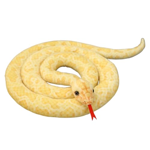 Lebensechte Python Plüschtiere,Realistische Schlange Stofftier, Plüschtier Python Kuscheltier Realistische Große Schlange Stofftier Plüsch,Prank Requisiten Geschenke für Kinder (280 cm,Punktgelb) von AQCQDQ