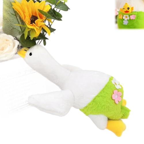 Riesige Gans Plüschtiere, Gans Kuscheltier, Schwan Kuscheltier Plüschtier, Großer Weißer Schwan mit Blume Plüsch Spielzeug Kawaii Deko, Ente Puppe Weiches Kissen Zum Kuscheln & Spielen (140 cm) von AQCQDQ