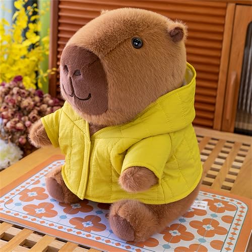 Simulation Capybara Plüschtier Kuscheltier, Capybara plüschtier Bringen Sie Kleidung Mit, Niedlichen Capybara Stofftier Kuscheltier Kawaii Plüschkissen Spielzeug Zum Kuscheln, Schlafen (25 cm,gelb) von AQCQDQ