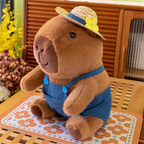 Simulation Capybara Plüschtier Kuscheltier, Capybara plüschtier Bringen Sie Kleidung Mit, Niedlichen Capybara Stofftier Kuscheltier Kawaii Plüschkissen Spielzeug Zum Kuscheln, Schlafen (50 cm,blau) von AQCQDQ