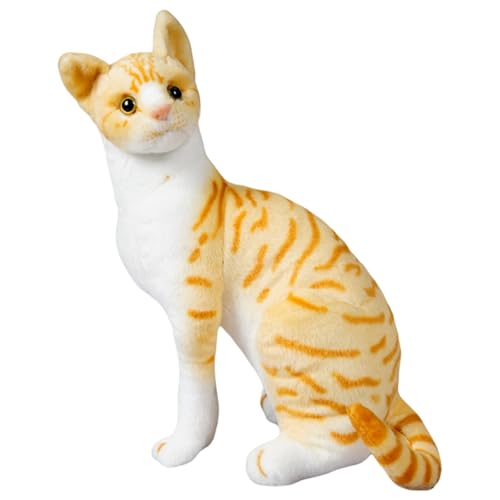 Simulation Kurzhaar Katze Plüsch Spielzeug Puppe Siamesische Katze Plüschtier Geschenk für Kinder Jeglichen Alters (20cm,Gelborange Katze-B) von AQCQDQ