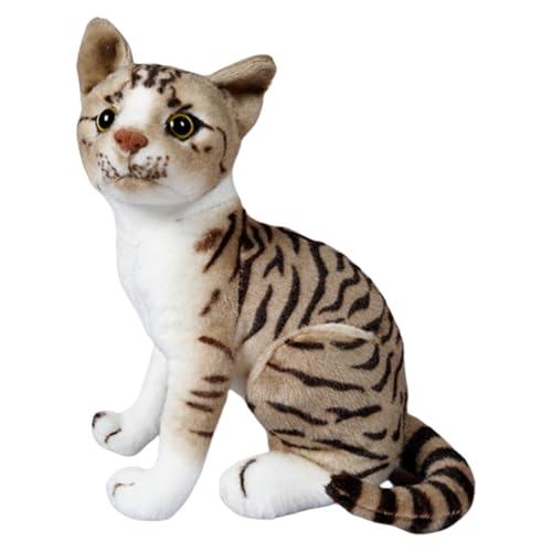 Simulation Kurzhaar Katze Plüsch Spielzeug Puppe Siamesische Katze Plüschtier Geschenk für Kinder Jeglichen Alters (20cm,Graue Zibetkatze-B) von AQCQDQ