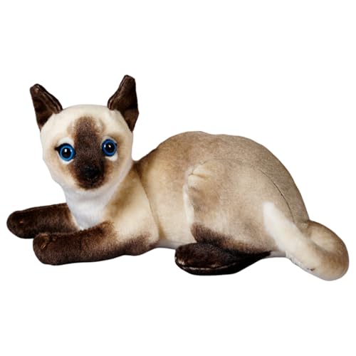 Simulation Kurzhaar Katze Plüsch Spielzeug Puppe Siamesische Katze Plüschtier Geschenk für Kinder Jeglichen Alters (25CM,Siamesische-A) von AQCQDQ