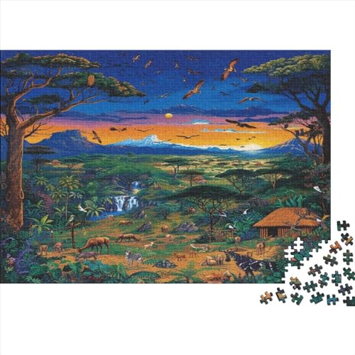 Afrikanische Tiere Puzzle 1000 Teile,für Erwachsene, Impossible Puzzle,farbenfrohes Legespiel,Geschicklichkeitsspiel Für Die Ganze Familie,Erwachsenenpuzzle Puzzel 1000pcs (75x50cm) von AQOVARLUX