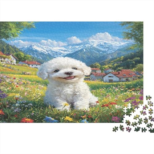 Bichon Frise 1000 Teile,Impossible Puzzle,Geschicklichkeitsspiel Für Die Ganze Familie, Erwachsenen Puzzlespiel Puzzel 1000pcs (75x50cm) von AQOVARLUX