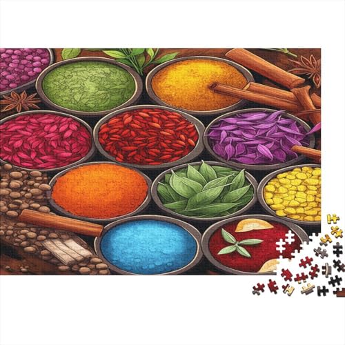 Bunte Gewürze Puzzle 1000 Teile Puzzles Für Erwachsene Lernspiel Herausforderungsspielzeug 1000-teilige Puzzlespiel Für Erwachsene Kinder Puzzel 1000pcs (75x50cm) von AQOVARLUX