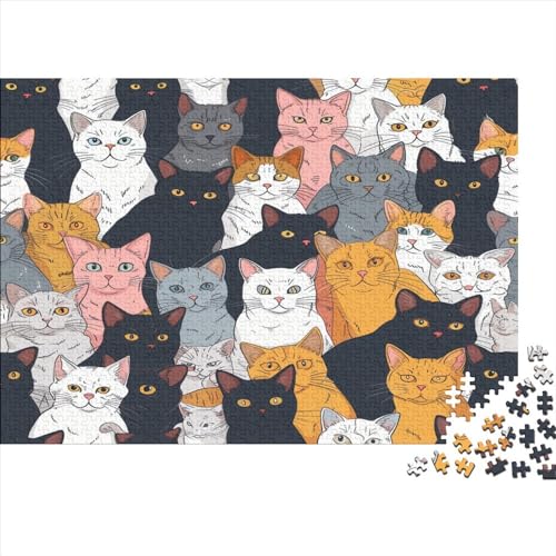 Cute Cartoon Kat Puzzlespiel 1000 Teile Jigsaw Puzzle 1000 Puzzle FüR Erwachsene Kinder Senioren Erwachsenen Puzzlespiel Puzzel 1000pcs (75x50cm) von AQOVARLUX