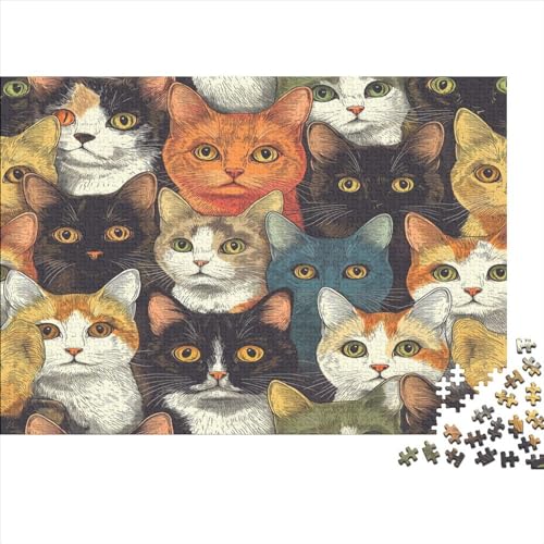 Cute Kat Puzzlespiel 1000 Teile Für Erwachsene, Einzigartige Kunstwerke Und Vorlage - Geburtstagsgeschenk - Spaßige Puzzles Mit Überraschung Von Puzzle in A Bag Puzzel 1000pcs (75x50cm) von AQOVARLUX