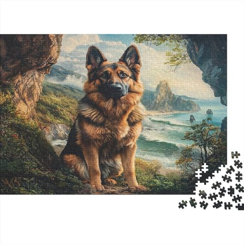 Deutscher Schäferhunds Puzzle 1000 Teile Erwachsene Erwachsene Klassische Puzzles 1000 Teile Erwachsene Puzzlespiel Schwer Pädagogisches Spielzeug Erwachsene Kinder Puzzel 1000pcs (75x50cm) von AQOVARLUX