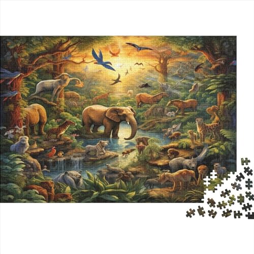 Dschungeltiere Puzzle 1000 Teile Puzzles Für Erwachsene Lernspiel Herausforderungsspielzeug 1000-teilige Puzzlespiel Für Erwachsene Kinder Puzzel 1000pcs (75x50cm) von AQOVARLUX