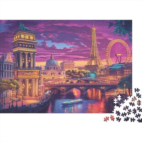 Eiffelturm 1000 Stück Puzzles Für Erwachsene Teenager Stress Abbauen Familien-Puzzlespiel 1000-teiliges Puzzle Kinder Lernspiel Spielzeug Geschenk Puzzel 1000pcs (75x50cm) von AQOVARLUX