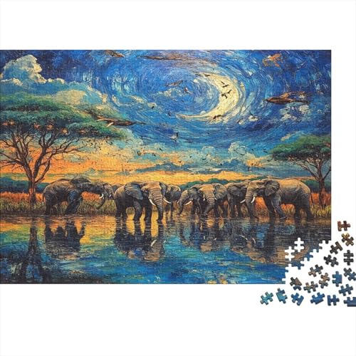 Elefant Puzzlespiel 1000 Teile Puzzle Für Erwachsene Und Kinder Ab 14 Jahren, Erwachsenen Puzzlespiel Puzzel 1000pcs (75x50cm) von AQOVARLUX