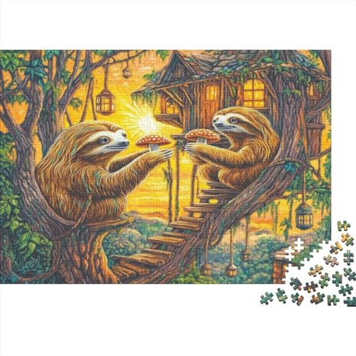 Faultier 1000 Stück Puzzles Für Erwachsene Teenager Stress Abbauen Familien-Puzzlespiel 1000-teiliges Puzzle Kinder Lernspiel Spielzeug Geschenk Puzzel 1000pcs (75x50cm) von AQOVARLUX