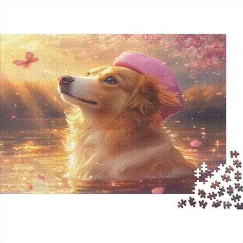 Golden Retriever 1000 Stück Puzzles Für Erwachsene Teenager Stress Abbauen Familien-Puzzlespiel 1000-teiliges Puzzle Kinder Lernspiel Spielzeug Geschenk Puzzel 1000pcs (75x50cm) von AQOVARLUX