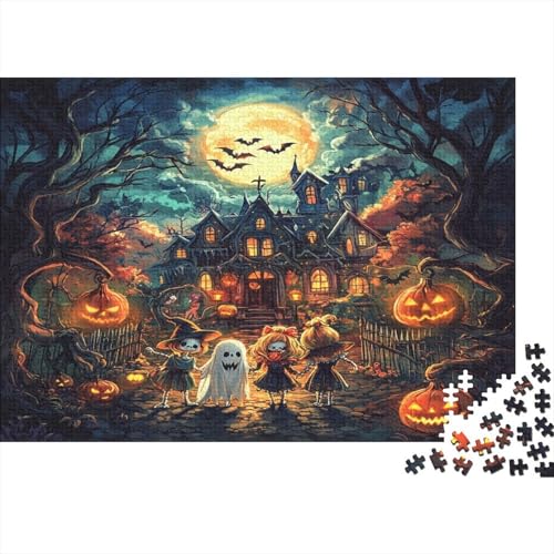 Halloween Village Puzzle 1000 Teile,für Erwachsene, Impossible Puzzle,farbenfrohes Legespiel,Geschicklichkeitsspiel Für Die Ganze Familie,Erwachsenenpuzzle Puzzel 1000pcs (75x50cm) von AQOVARLUX