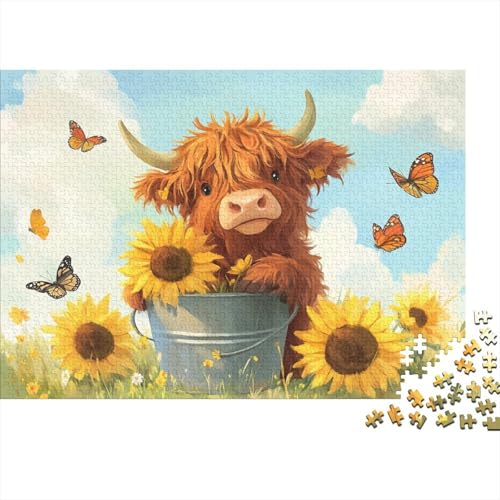 Hochlandrinder Puzzle 1000 Teile Erwachsene Puzzles Für Erwachsene Klassische Puzzles 1000 Teile Erwachsene Puzzlespiel Schwer Pädagogisches Spielzeug Erwachsene Kinder Puzzel 1000pcs (75x50cm) von AQOVARLUX